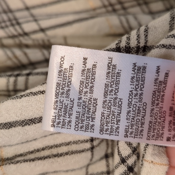 Anthropology Darlene Boho Metallic Thread Plaid Floral V Neckline Tiered Tunic - Picture 7 of 9